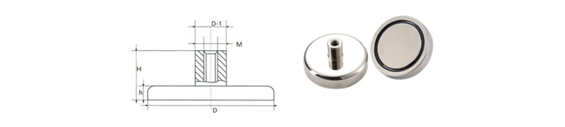 Neodymium Pot Magnets with Internal Threaded Stud